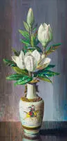 Vladimir Tretchikoff, Magnolias in Chinese Vase, oil on canvas