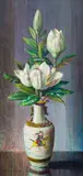 Vladimir Tretchikoff, Magnolias in Chinese Vase, oil on canvas
