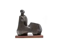 Edoardo Villa, Reclining Figure II, 1967, bronze with a brown patina, on a wooden base