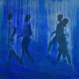 Gerald Tabata, Four Boys Walking, oil on canvas
