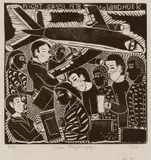 John Muafangejo, Flight SA251 to Windhoek, 1978, linocut on paper