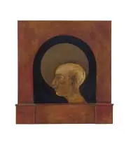 Johann Moolman, Haloed Head in Profile, 2004, mixed media with wood and metal