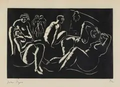 John Piper, Figures in a Landscape, 1923, wood engraving on paper