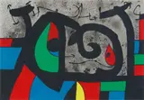 Plate (folio 22) from Le Lézard aux Plumes d'Or (The Lizard with Golden Feathers) by Joan Miró, 1971, colour lithograph on paper, sold Dec 2025