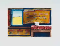 Sam Nhlengethwa, The Blue Frame, 1998, eight colour lithograph on paper