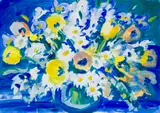 Gerhard Batha, Yellow and White Bouquet, gouache on paper