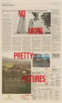 Chopped Liver Press, No More Pretty Pictures, screenprint on found newspaper