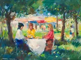 Wessel Marais, Lunch al Fresco, 1995, oil on canvas laid down on board