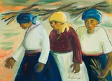 Iris Ampenberger, Three Women, oil on baord