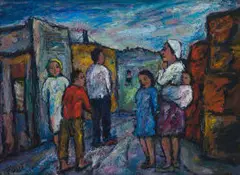 Kenneth Baker, Street Scene, 1977, acrylic on board