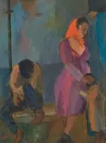 Kenneth Baker, Street Couple, oil on board