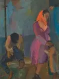 Kenneth Baker, Street Couple, oil on board