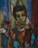 Hennie Niemann jnr, Harlequin, 1989, oil on canvas board