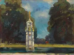 John Henry Amshewitz, The Diana Fountain, Bushy Park, London, oil on board