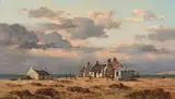 Otto Klar, Landscape with Cottages, oil on board