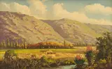 Edward Charles Moore, Landscape with Mountains in the Distance, oil on board