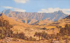 Dale Elliott, Ampitheatre, Drakensberg, oil on canvas laid down on board