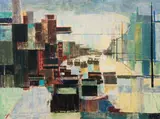 Jan Visser, Abstract Street Scene, 1970, oil on canvas
