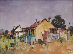 Conrad Theys, Agterplase Elsiesrivier (Backyards Elsiesrivier), 1988, oil on canvas