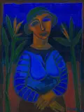 Jan Vermeiren, Portrait of a Woman with Strelitzias, oil on canvas