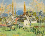 Terence McCaw, Landscape with Farm House, oil on canvas laid down on board