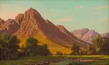 Tinus de Jongh, Mountainous Landscape with Trees, oil on canvas