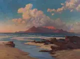 Allerley Glossop, Table Mountain from Robben Island, 1915, oil on canvas