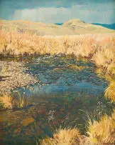 Alan Wolton, Wetland Landscape, 1971, oil on canvas