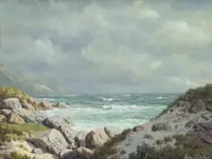 Roy Taylor, Rocky Shoreline, oil on board