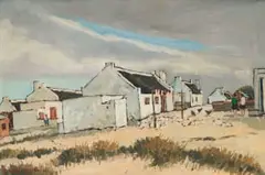 Coastal Landscape with Cottages by David Botha, 1988, oil on board, offered Dec 2025
