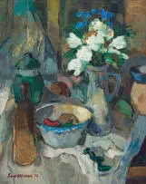 Eben van der Merwe, Still Life with Flowers, 2012, acrylic on board