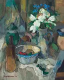 Eben van der Merwe, Still Life with Flowers, 2012, acrylic on board
