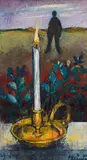 Johannes Meintjes, Candle and Figure, 1969, oil on board