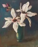 Otto Klar, Magnolias, oil on baord