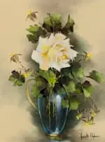 Roses in a Vase by Jeanette Dykman, oil on canvas laid down on board, sold Dec 2025