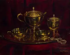 Henry John Dykman, Still Life with Brass Vessels, oil on board