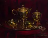 Henry John Dykman, Still Life with Brass Vessels, oil on board