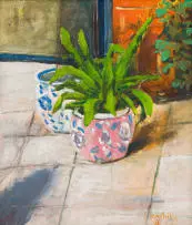 Colbert Mashile, Potted Plant, 1996, oil on canvas laid down on board