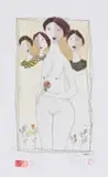 Pieter van der Westhuizen, Nude Holding Flowers, 2000, etching on paper