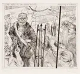 William Kentridge, Lord Mayor of Derby Road, from the Industry and Idleness series, drypoint and engraving on Fabriano paper