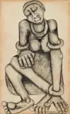 Meshu Mokitimi, Seated Woman, 1978, crayon on board