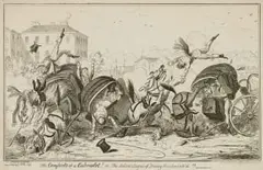 George Cruikshank, The Comforts of a Cabriolet! or, the Advantages of Driving Hoodwink'd!!, etching on paper