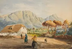 Otto Landsberg, Cottage near Rathfelder's Hotel, Diep Rivier, 1862, watercolour on paper