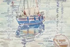 Richard Cheales, Durban Yacht Basin, watercolour on paper
