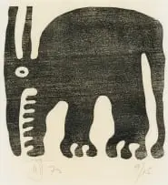 Wopko Jensma, Wail for the Beast VI, woodcut on paper
