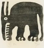 Wopko Jensma, Wail for the Beast VI, woodcut on paper