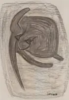 Charles Gassner, Grooming Cat, graphite on paper
