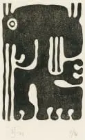 Wopko Jensma, Wail for the Beast XI, 1972, woodcut on paper