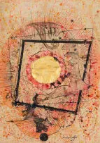 Christo Coetzee, Abstract Composition No 49, 1963, watercolour, pen, ink, enamel, collage and gouache on paper