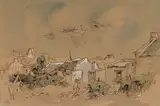 Gregoire Boonzaier, Labourers' Cottages, 1959, mixed media with watercolour on paper